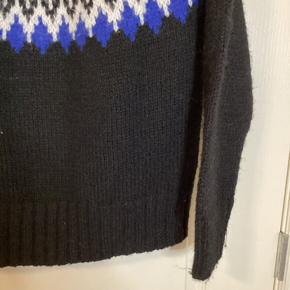 George Women's Black Turtleneck Knit Sweater Fair Isle Pattern Size S/P Skiing - Picture 5 of 7
